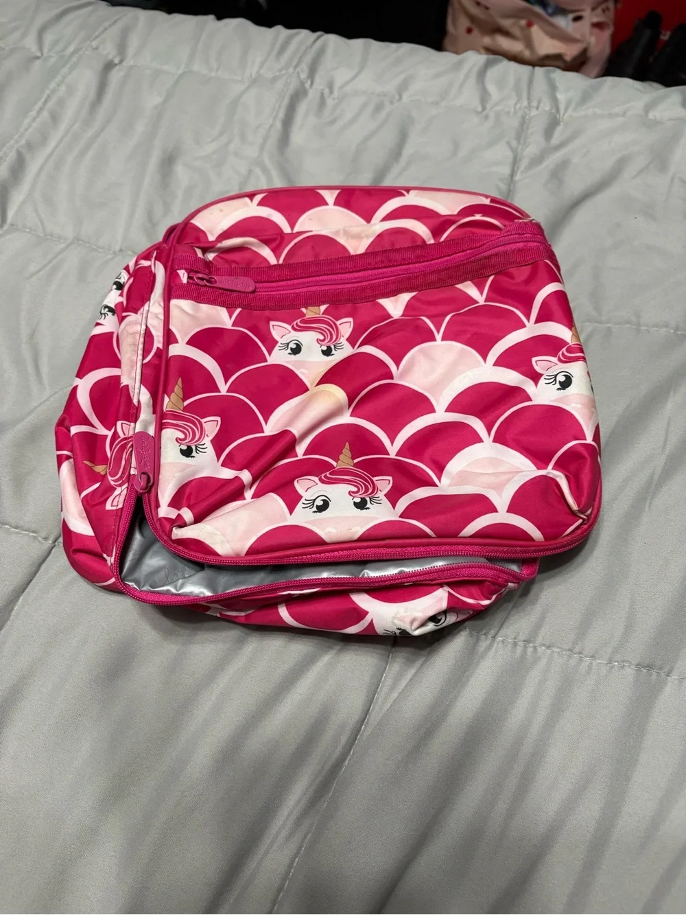 thirty-one Pink and White Unicorn Print Lunch Bag